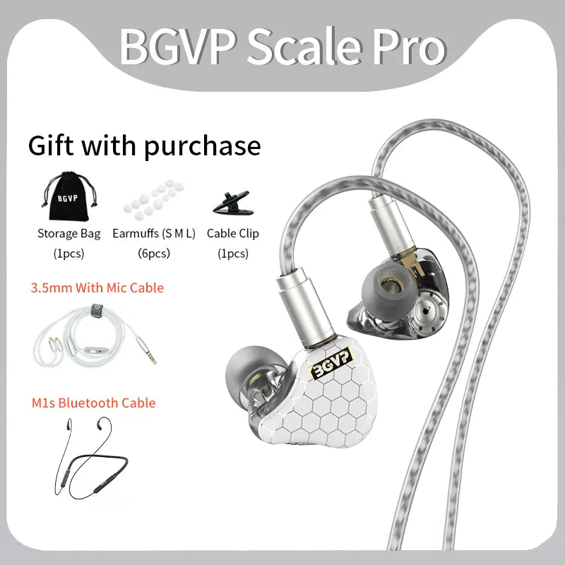 BGVP Scale Pro 1DD+1BA Hybrid In Ear Monitor 3.5mm Wired Bass Headset