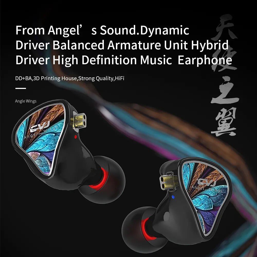 CVJ Angel Wings Wired Headphone 3.5mm Plug IEM Sports Headset
