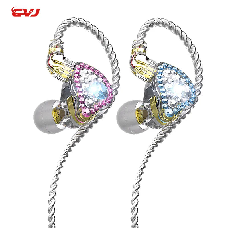 CVJ Shine Damond-encrusted Earphones High Quality In-Ear Wired Headphones