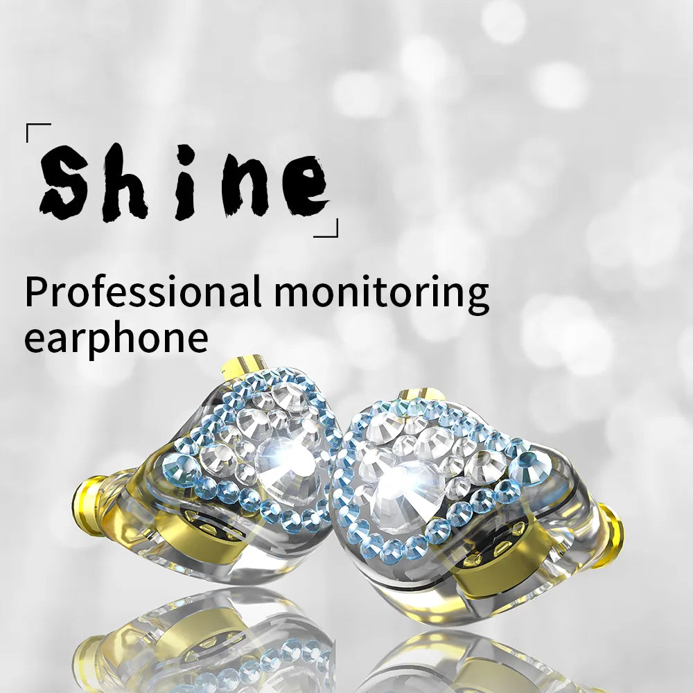 CVJ Shine Damond-encrusted Earphones High Quality In-Ear Wired Headphones