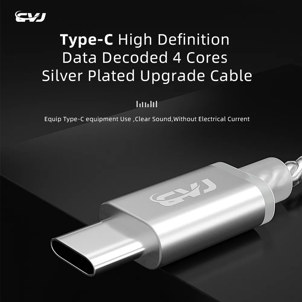 CVJ-V5 TYPEC Cable DAC HD-decoded Lossless Silver-plated Upgraded Cable