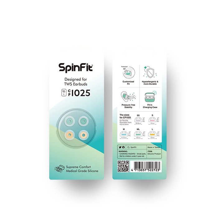 SpinFit CP1025 TWS Silicone Patented Ear Tips
