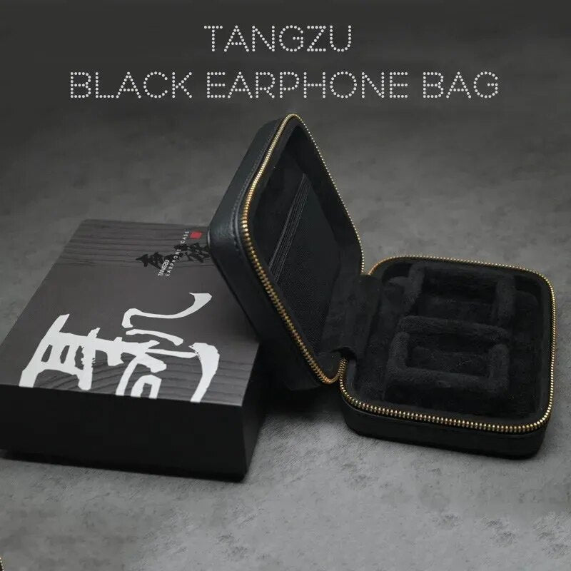 TANGZU Black Earphone Bag HIFI Carrying Case Storage Accessories
