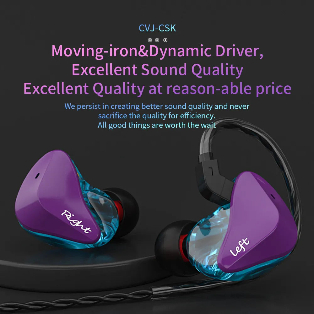 CVJ CSK 1DD+1BA Per Side In Ear Monitor HiFi Earphones